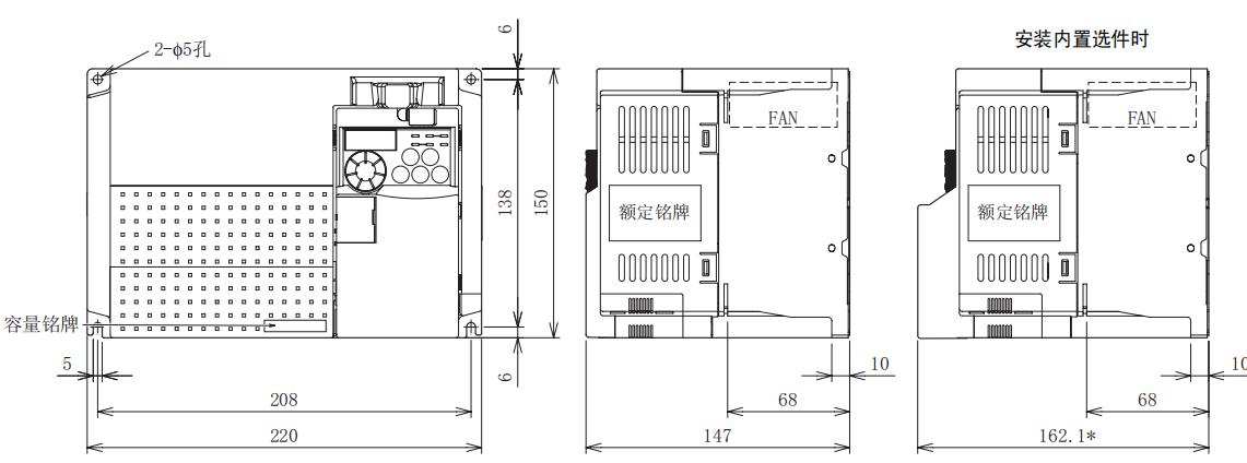 FR-E740-5.5K、7.5K-CHT尺寸圖